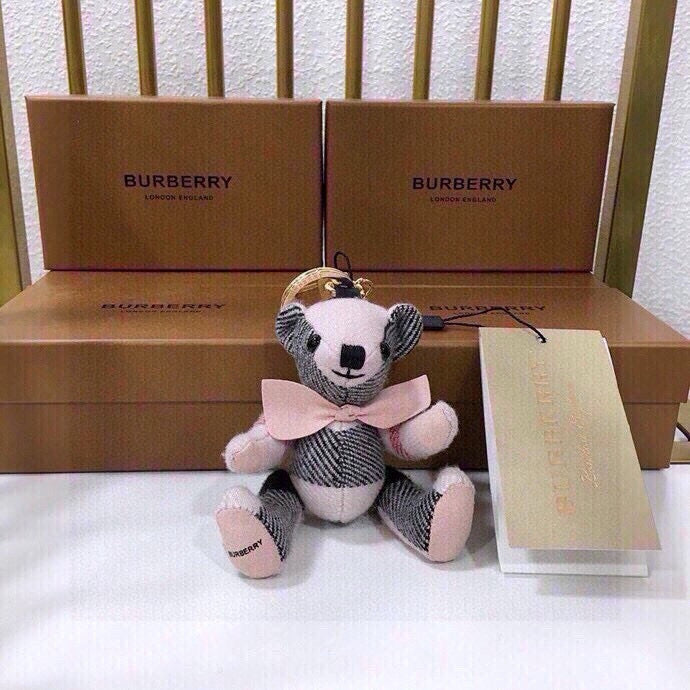 Cashmere Check Teddy Charm – Premium Bag & Key Accessory