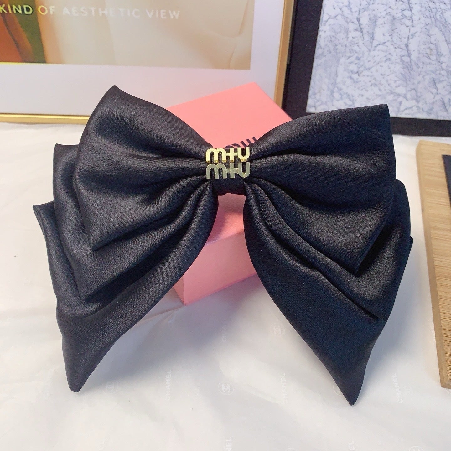 Satin Logo Bow Hair Clip — Elegant & Versatile