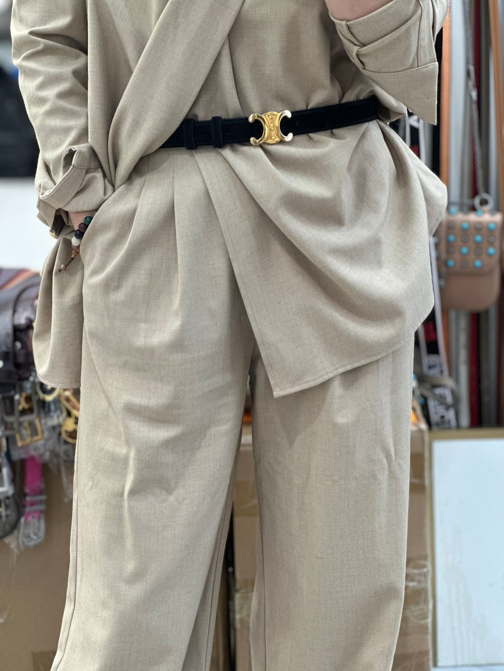 Women’s Suede-Finish Leather Belt — Vintage Inspired Metal Buckle
