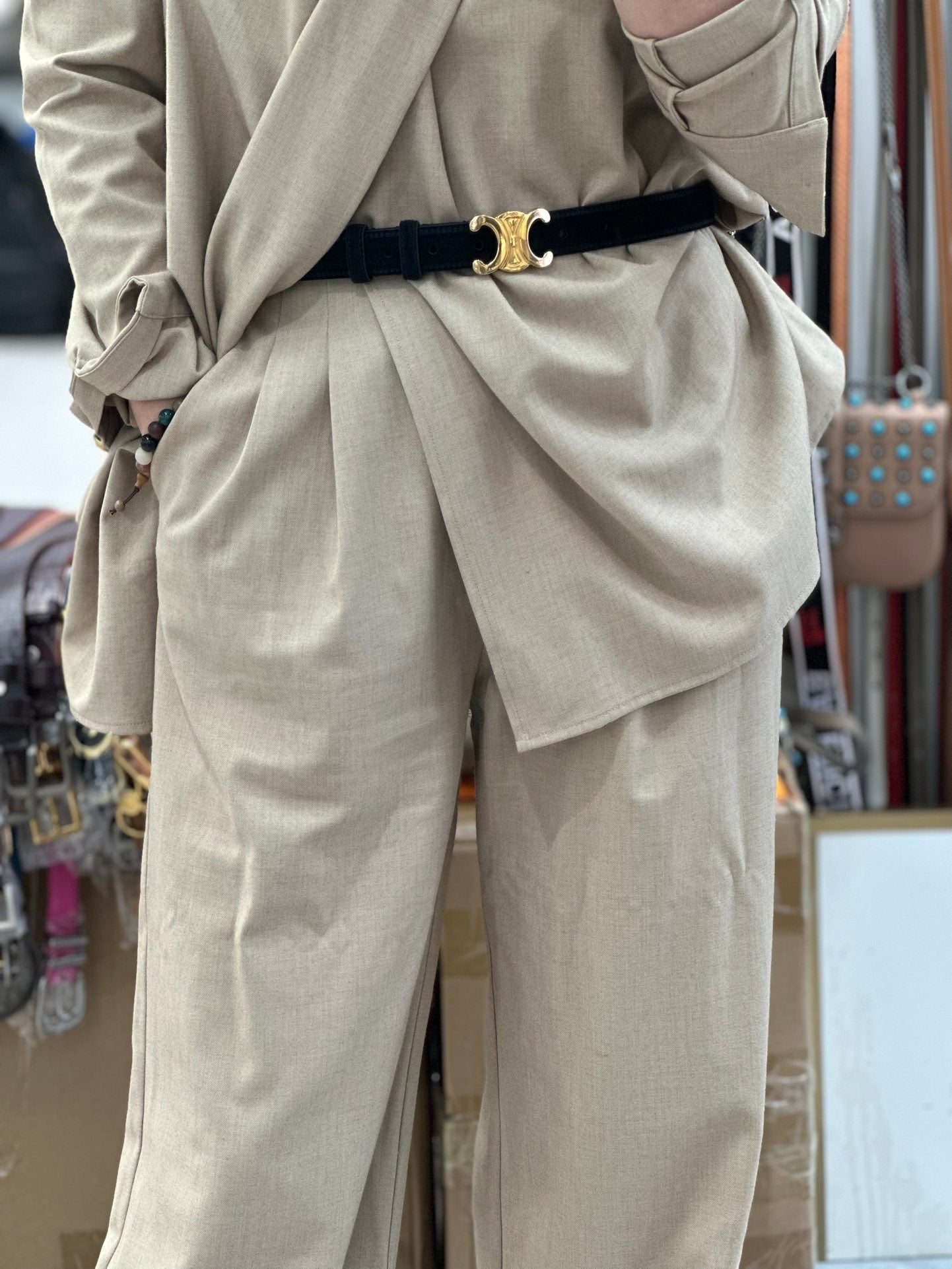 Women’s Suede-Finish Leather Belt — Vintage Inspired Metal Buckle