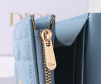 Premium Lambskin Compact Wallet with Crystal Hardware – New Season Collection