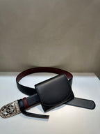 Premium Reversible Leather Belt with Detachable Waist Bag