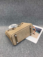 Suede B*K Tote Bag with Double Shoulder Straps – 25/30 cm
