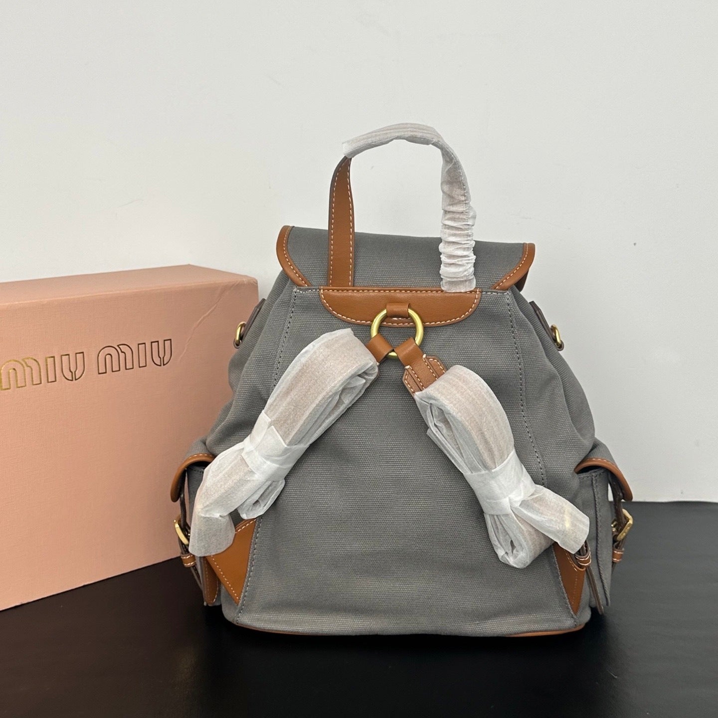 Large Canvas & Leather Backpack – Collegiate Style, 29.5cm