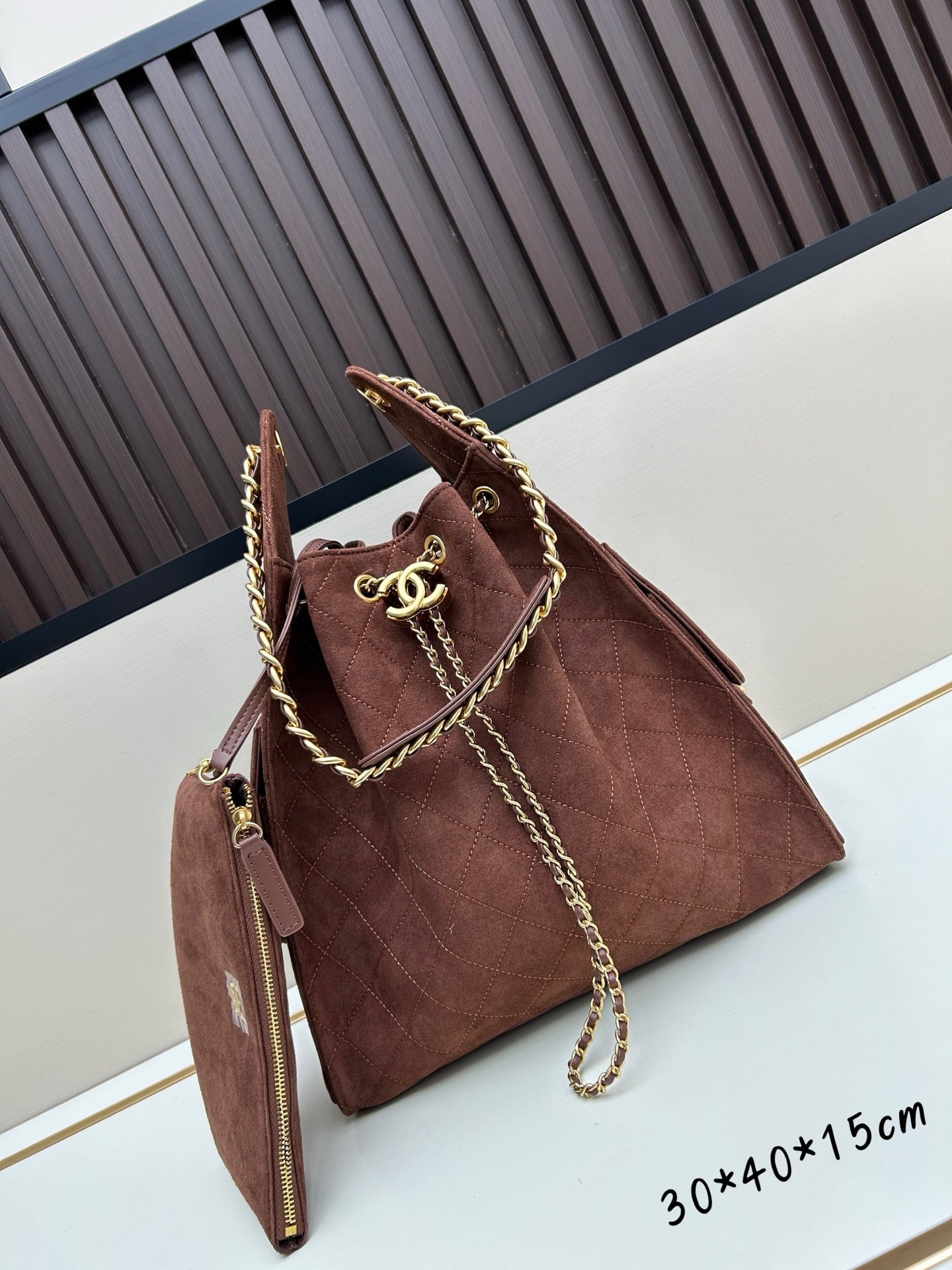Large Suede Hobo Bucket Bag | Quilted Texture