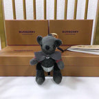 Cashmere Check Teddy Charm – Premium Bag & Key Accessory