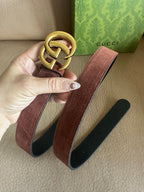 Suede-Finish Leather Belt — Retro Metal Buckle