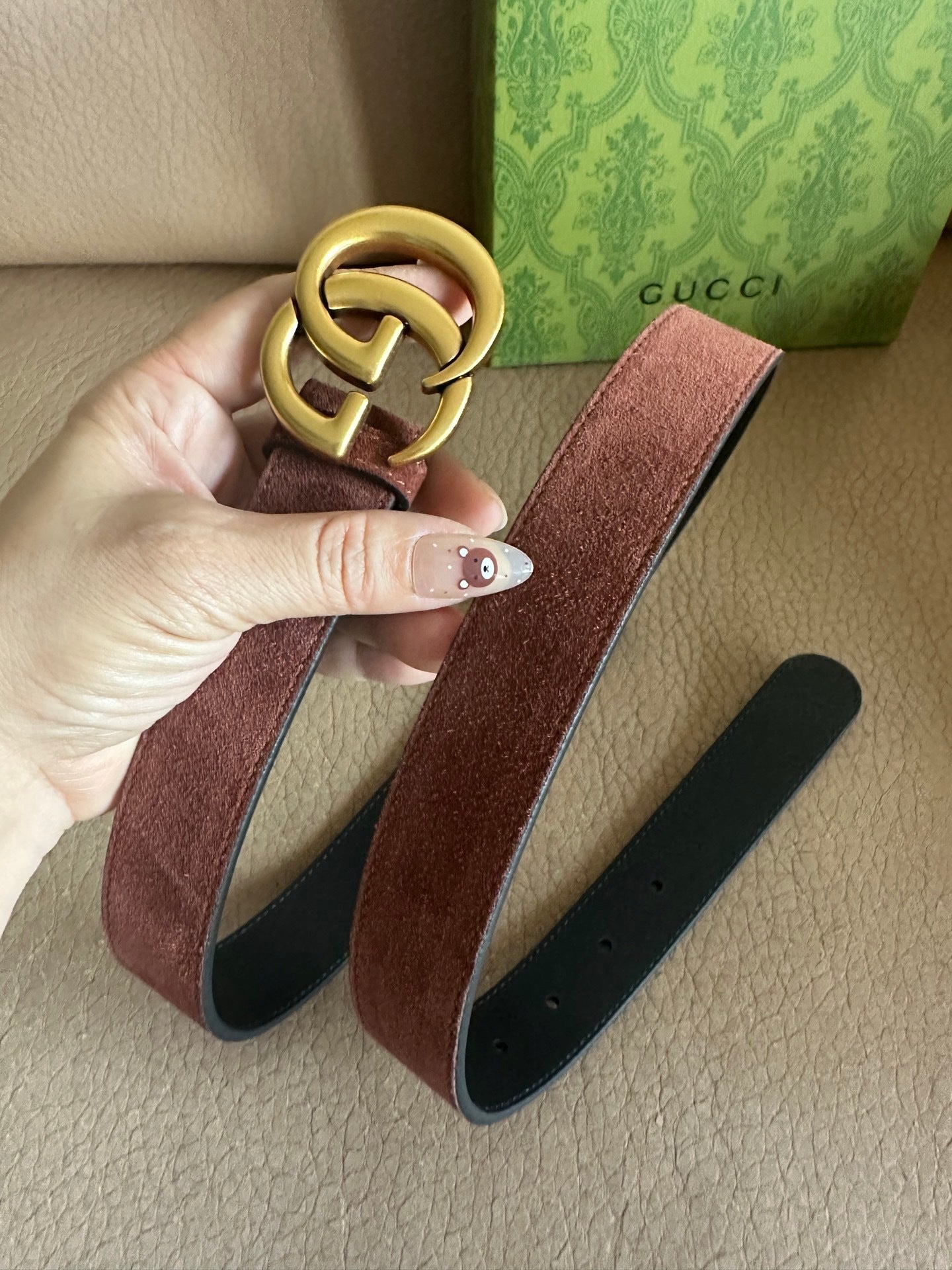 Suede-Finish Leather Belt — Retro Metal Buckle