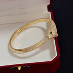 Elegant Panther Head-Inspired Diamond Bangle