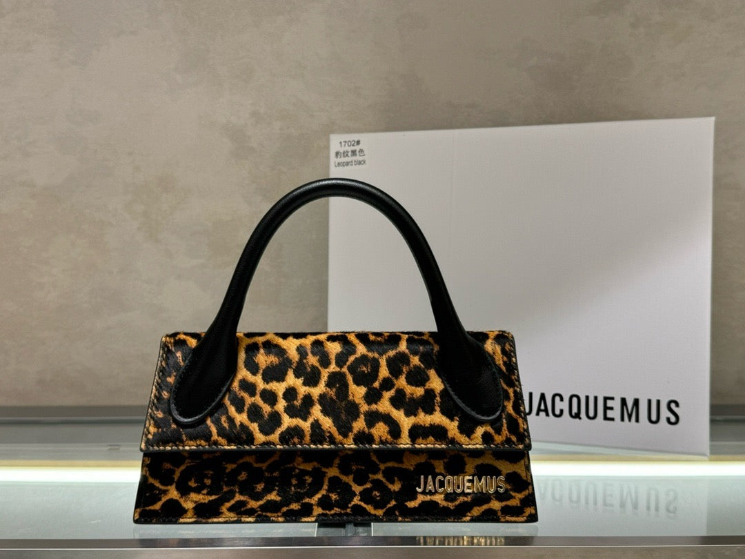 Leopard Print Long Mini Top Handle Bag | Bold Logo & Statement Style