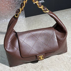 Oversized Soft Leather Hobo Shoulder Bag with Chunky Chain – 43cm