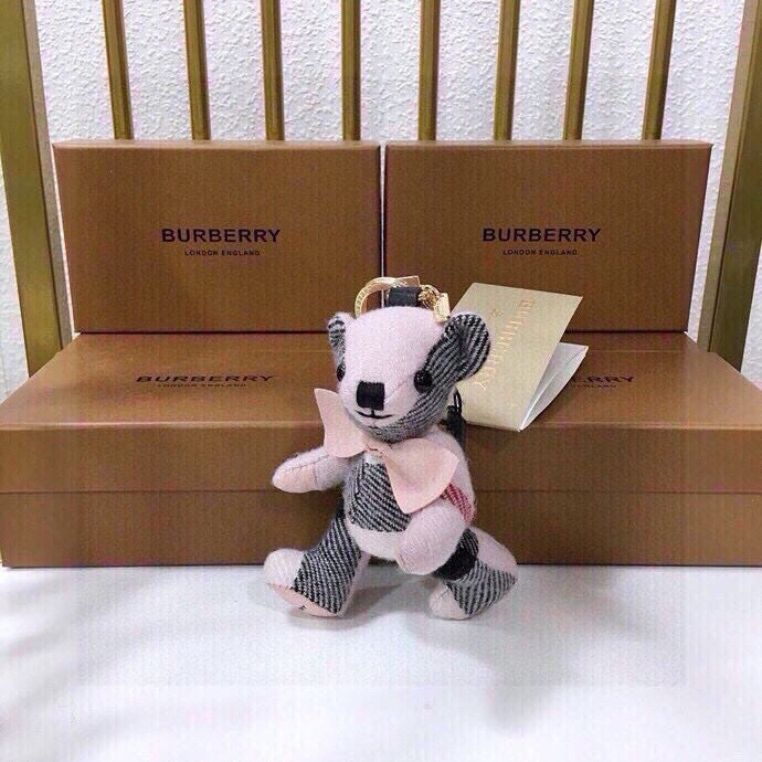 Cashmere Check Teddy Charm – Premium Bag & Key Accessory