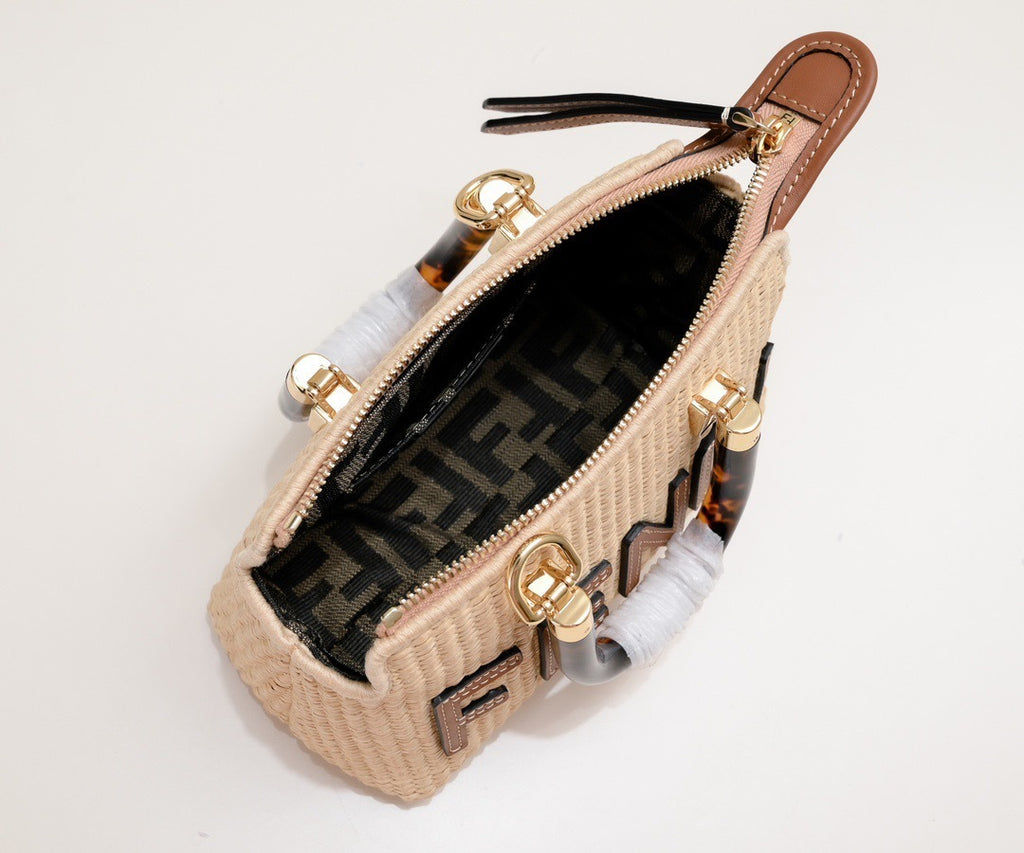 Summer Woven Mini Top Handle Bag (Caramel) –  Premium Quality