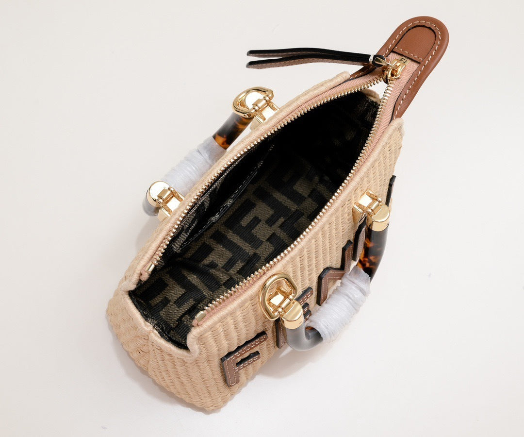 Summer Woven Mini Top Handle Bag (Caramel) –  Premium Quality