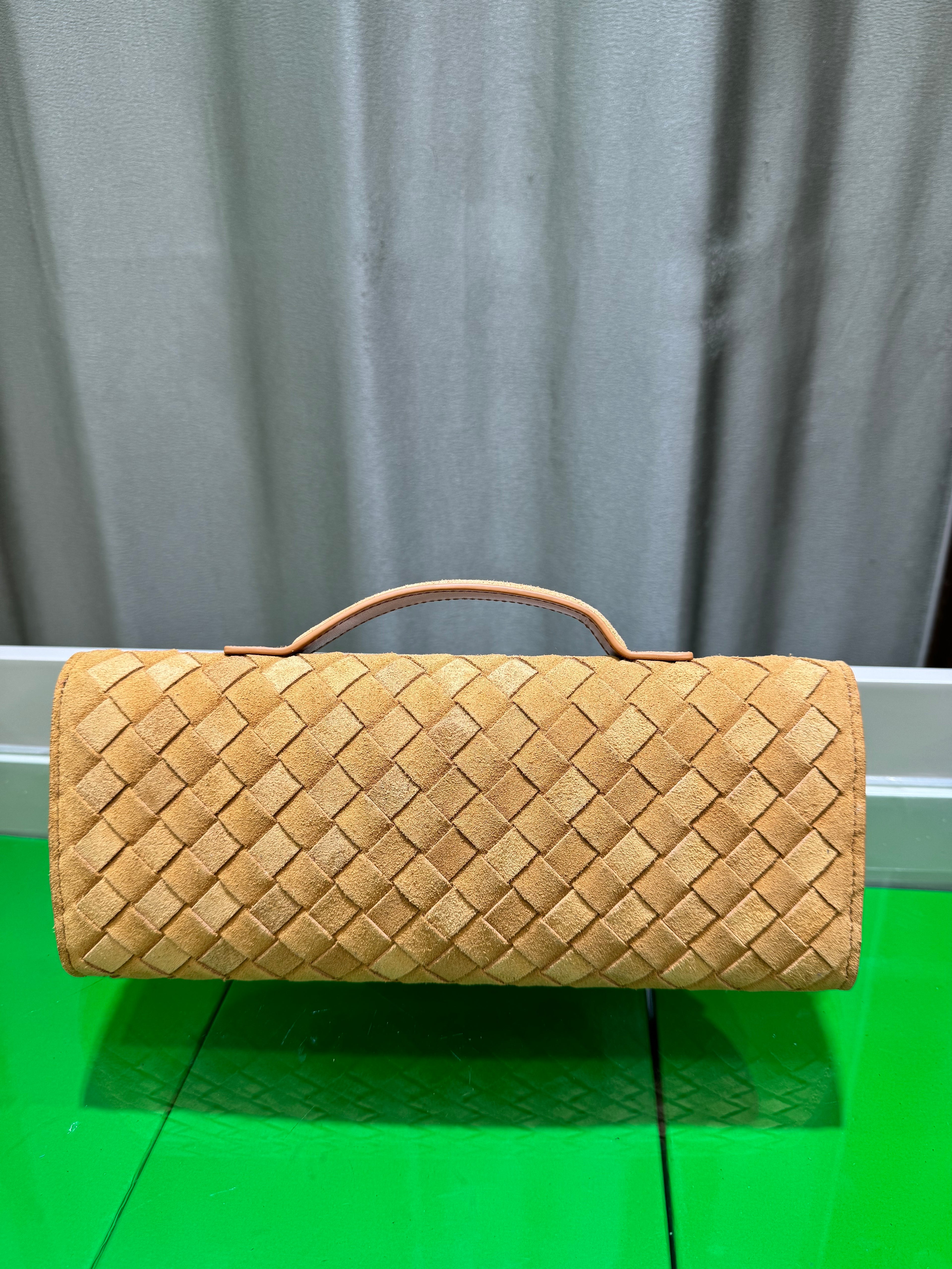 Suede & Nappa Leather Evening Top-Handle Bag