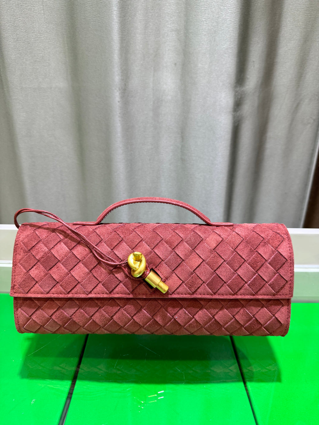 Suede & Nappa Leather Evening Top-Handle Bag