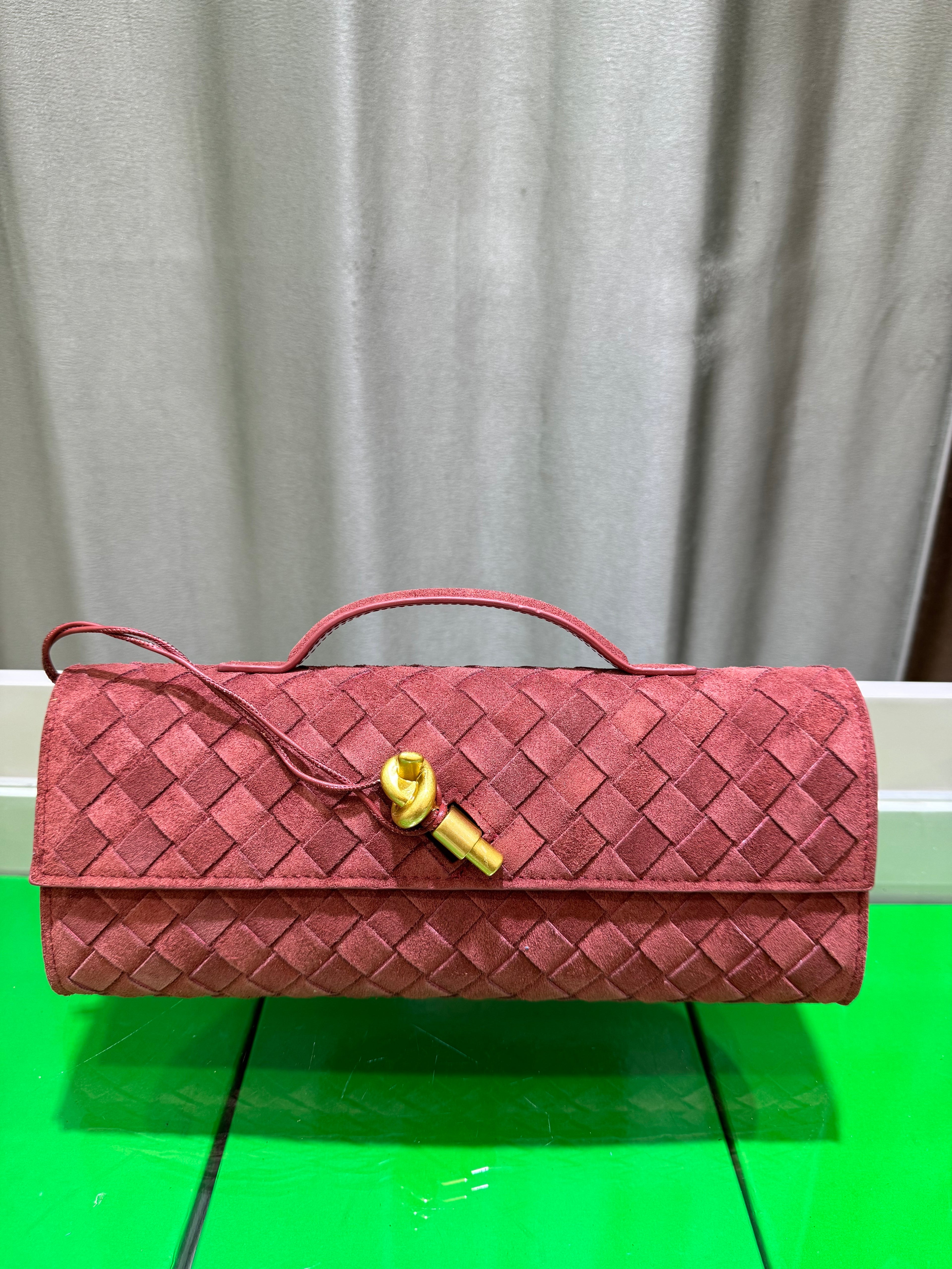 Suede & Nappa Leather Evening Top-Handle Bag