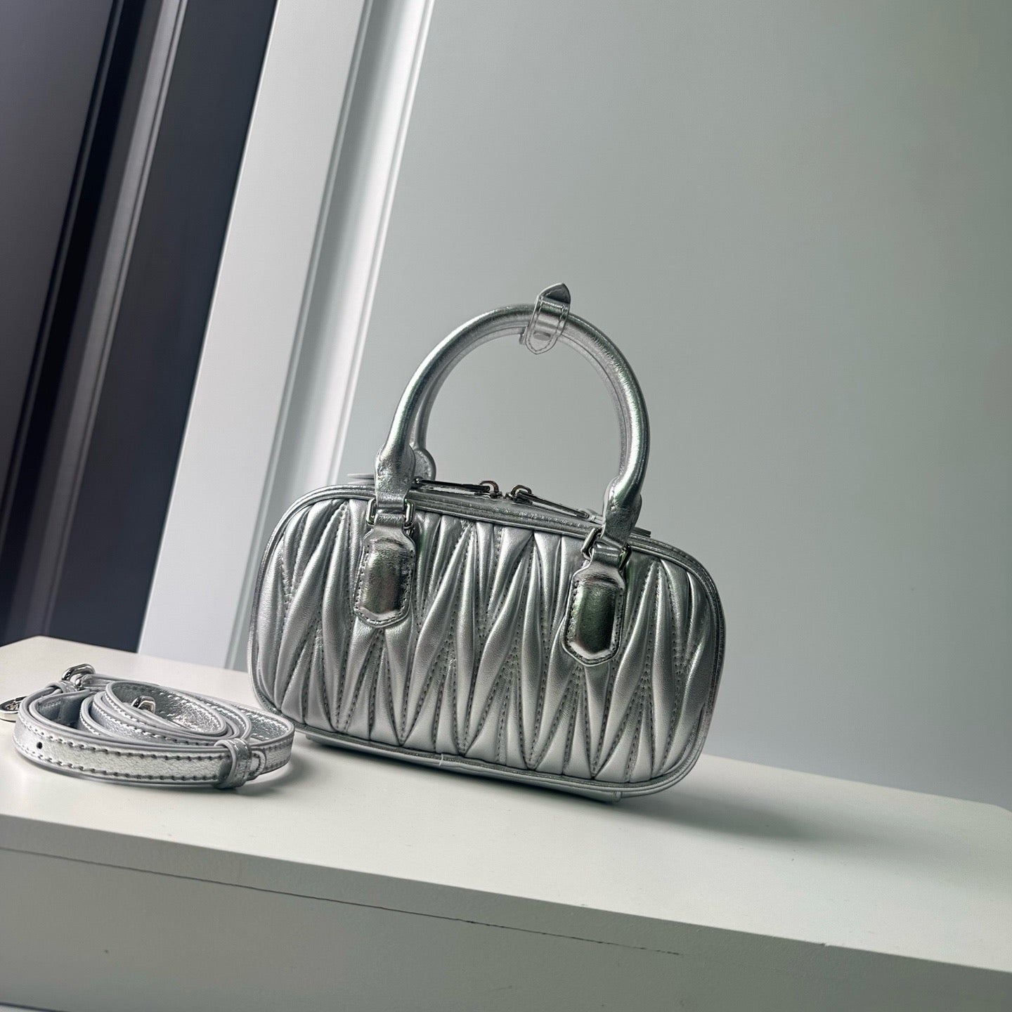 Mini Lambskin Ruched Shoulder Bag