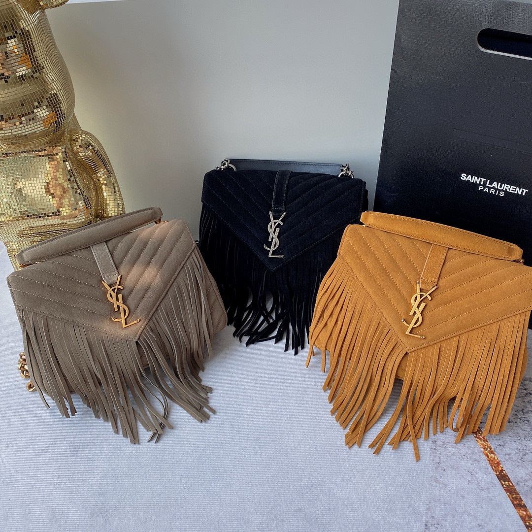 Monogram Messenger Bag | Suede with Tassel Accent
