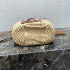 TEEN Plant Fiber & Calfskin Soft Classic Basket Bag  (Premium Quality)