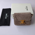 Premium Grey Flap Shoulder Bag – Suede Finish (Large Size)