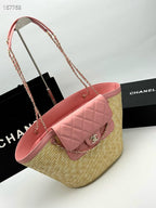 Large Woven Basket Tote Bag