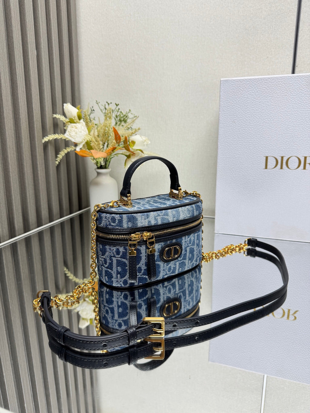 Mini Vanity Bag (Blue Monogram Style) - Premium Quality