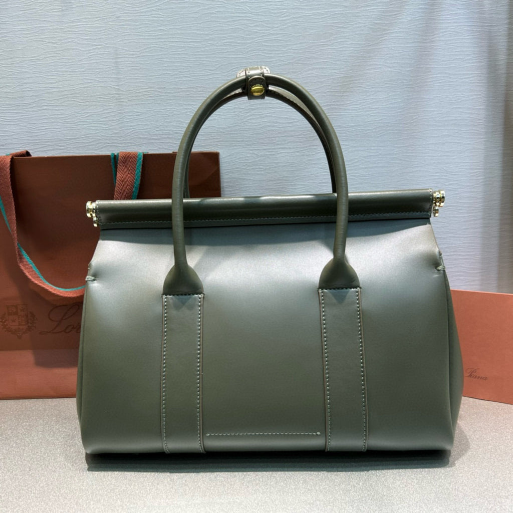 Smooth Calfskin Loom Tote Bag – Black