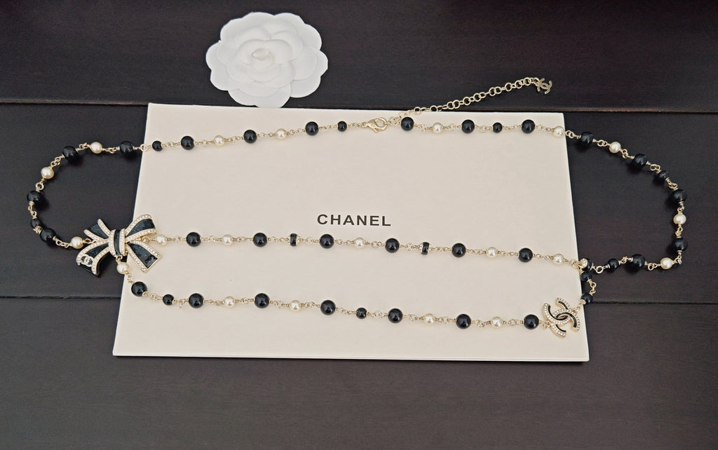 Elegant Black Bow Double-Layer Waist Chain ✨🖤