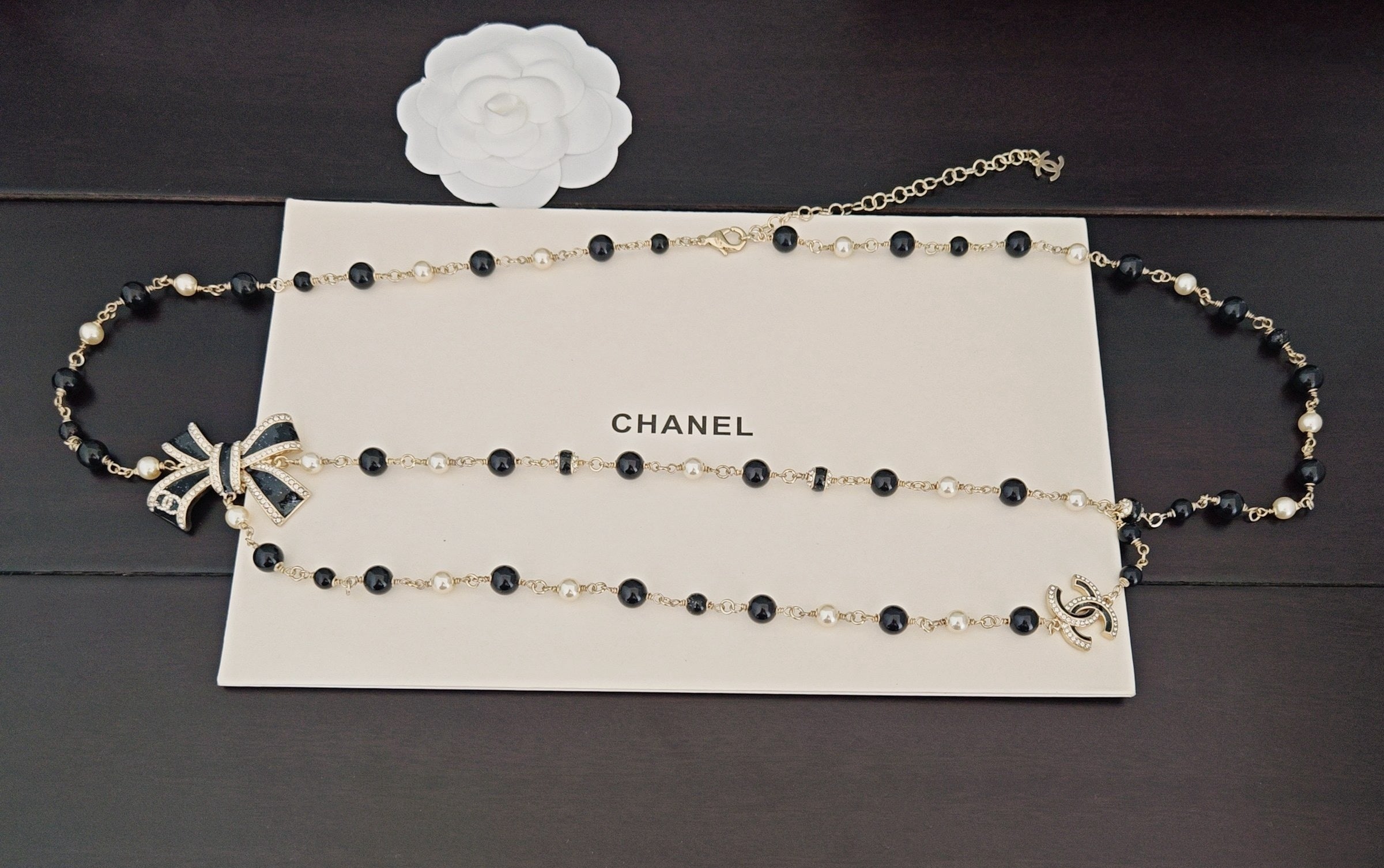 Elegant Black Bow Double-Layer Waist Chain ✨🖤