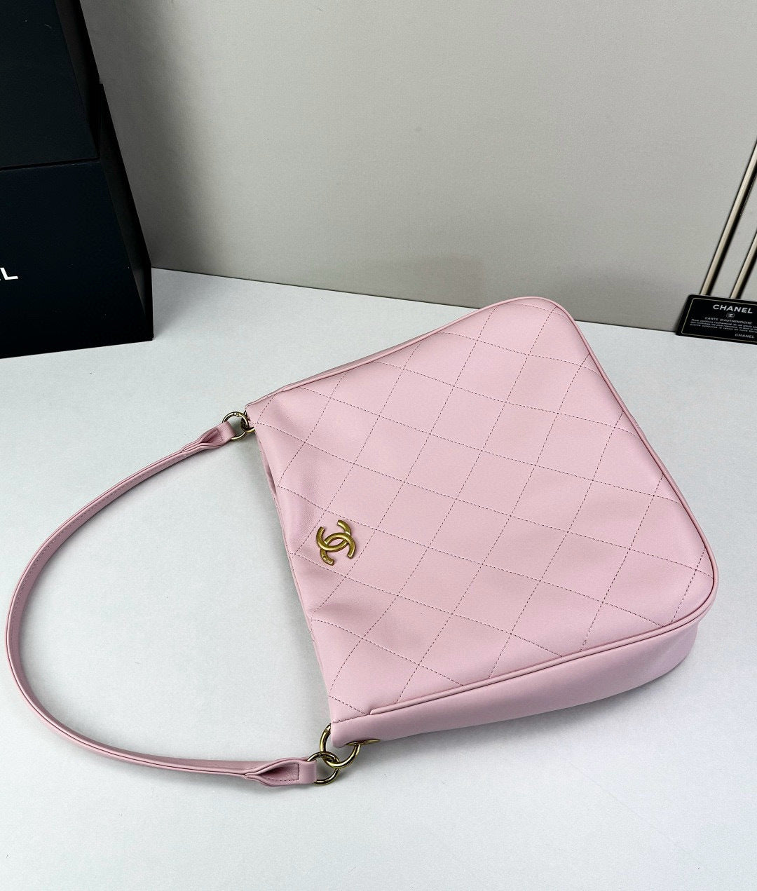 Handcrafted Quilted Hobo Bag with Woven Chain Strap