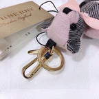 Cashmere Check Teddy Charm – Premium Bag & Key Accessory