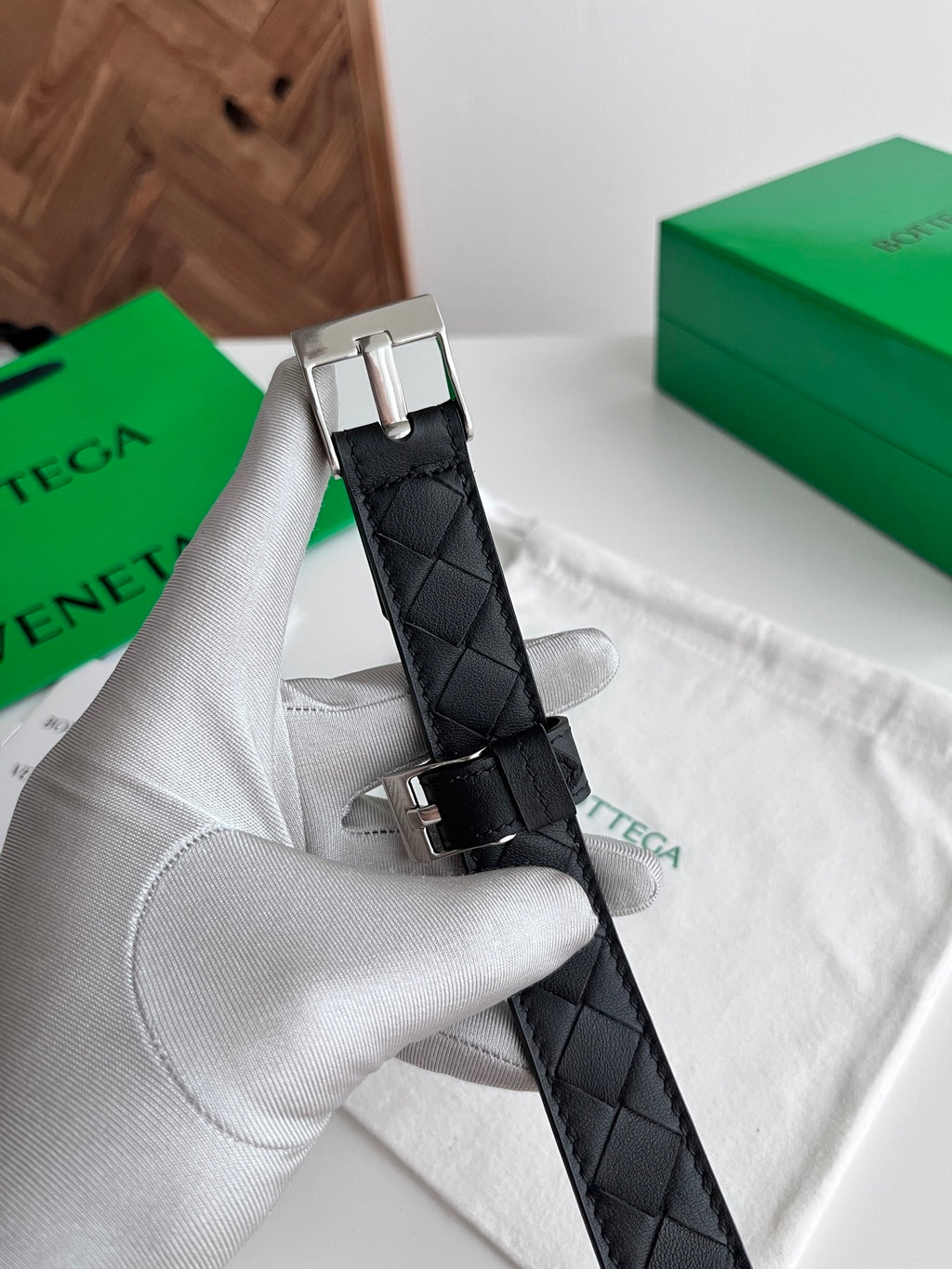 2025 New Woven Leather Belt — Small Grid Hand-Weave Design