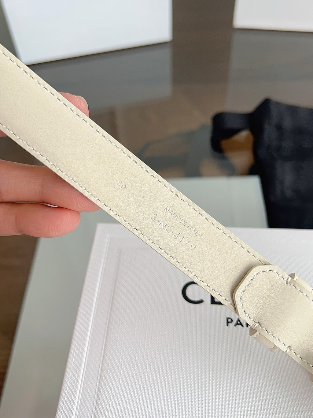New Women’s Leather Belt — Enamel Signature Buckle
