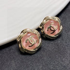 Double-C Crystal Stud Earrings | Soft Pink Finish