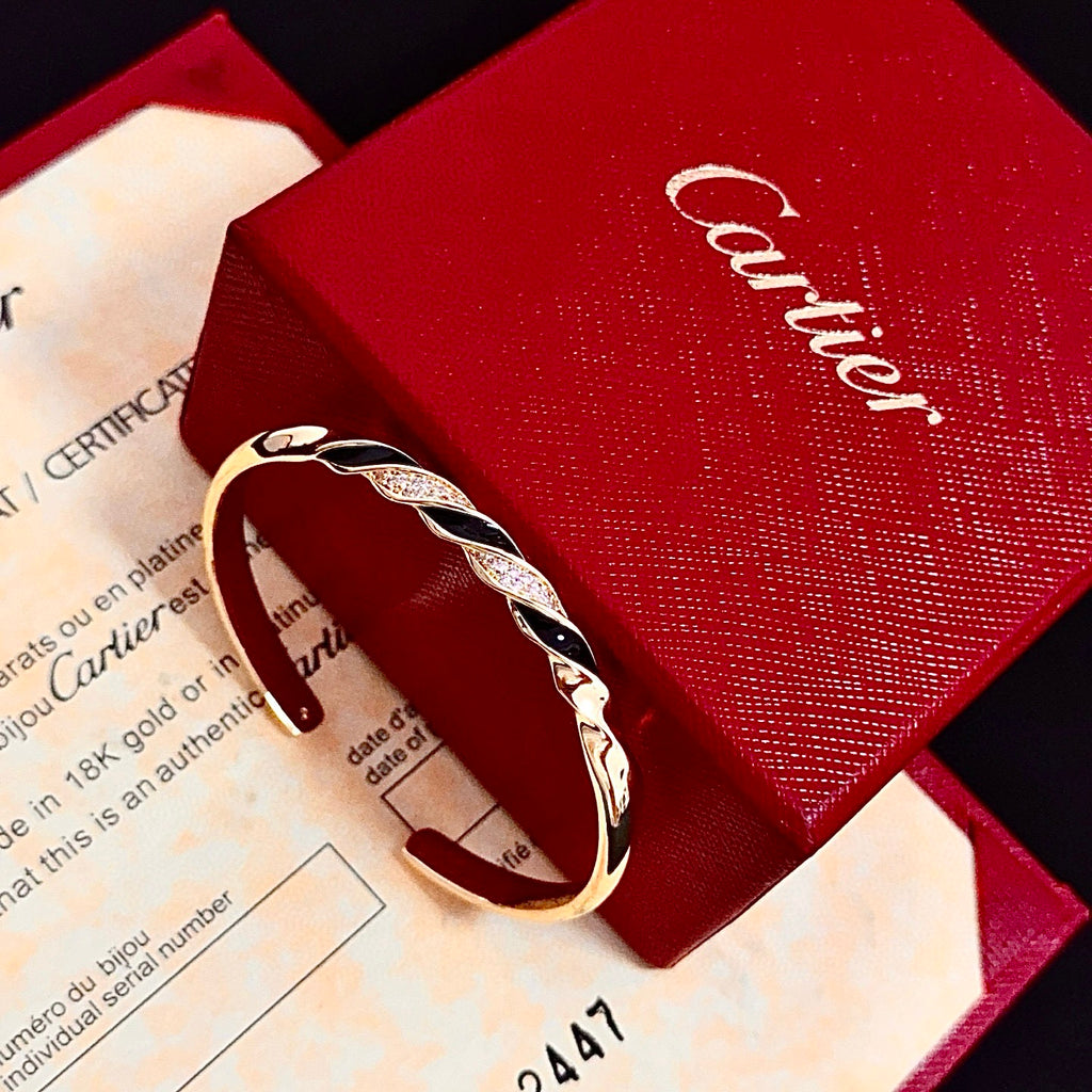 Elegant Diamond-Style Panther Bangle ✨