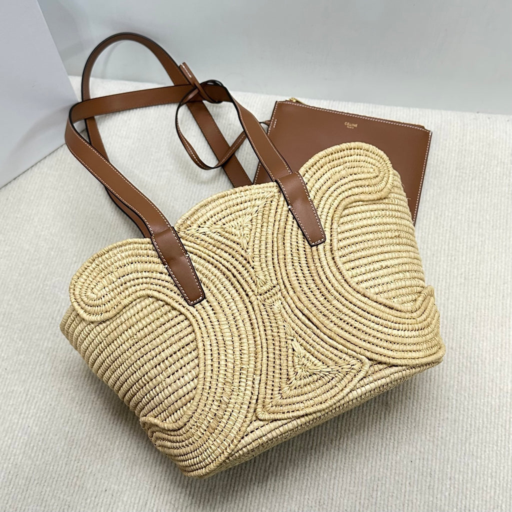 Premium++ Handwoven Basket Bag | Natural Straw & Leather Tote