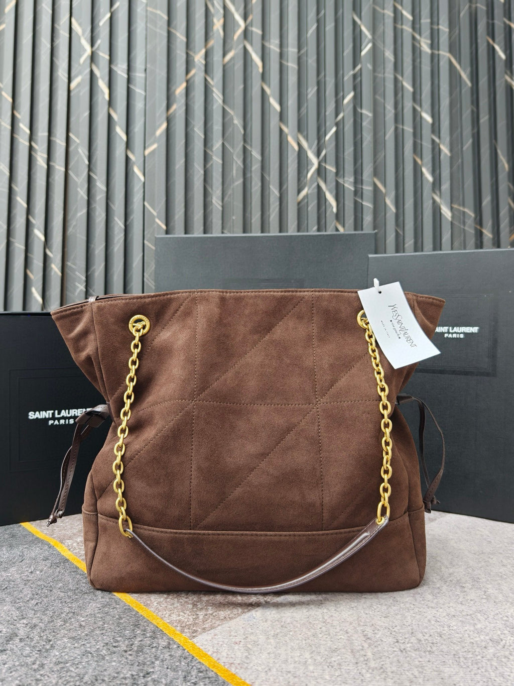Brown Suede Jamie 4.3 Large Drawstring Bucket Bag