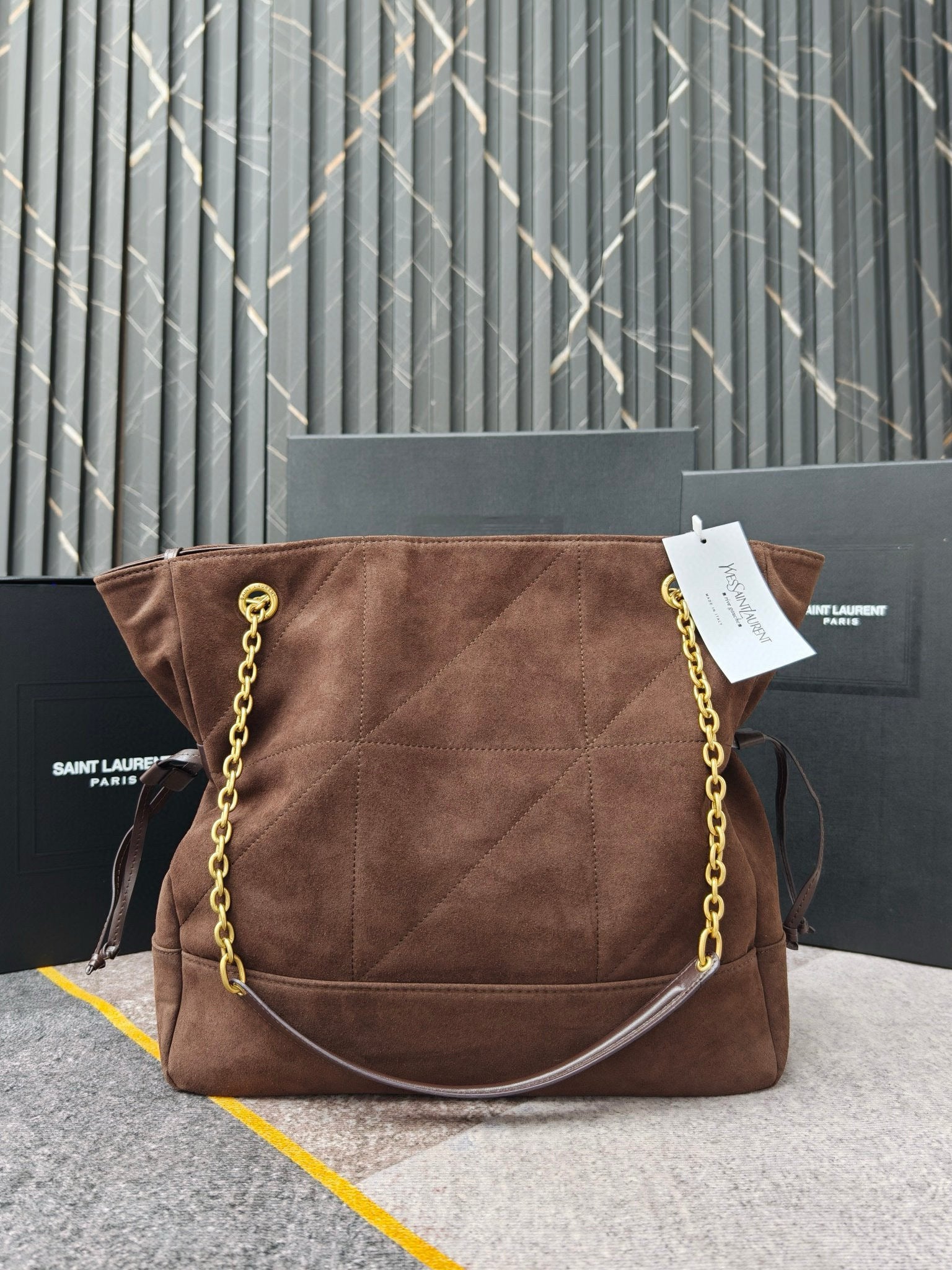 Brown Suede Jamie 4.3 Large Drawstring Bucket Bag
