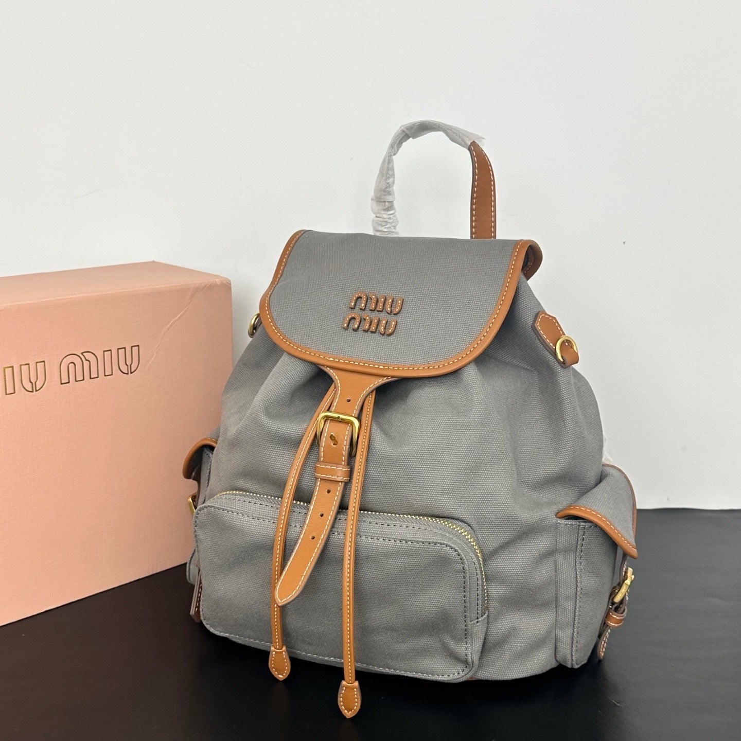 Large Canvas & Leather Backpack – Collegiate Style, 29.5cm