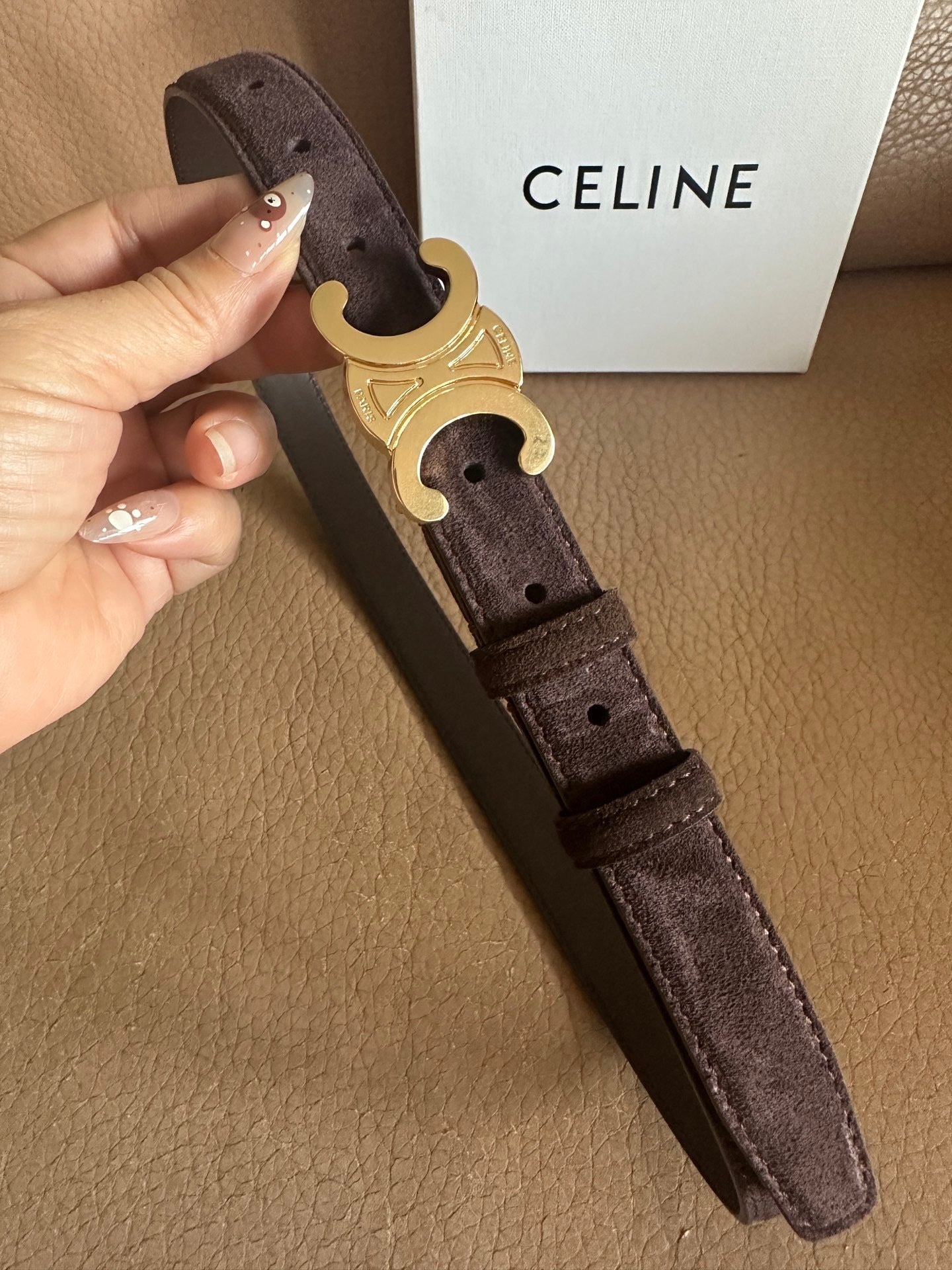 Women’s Suede-Finish Leather Belt — Vintage Inspired Metal Buckle