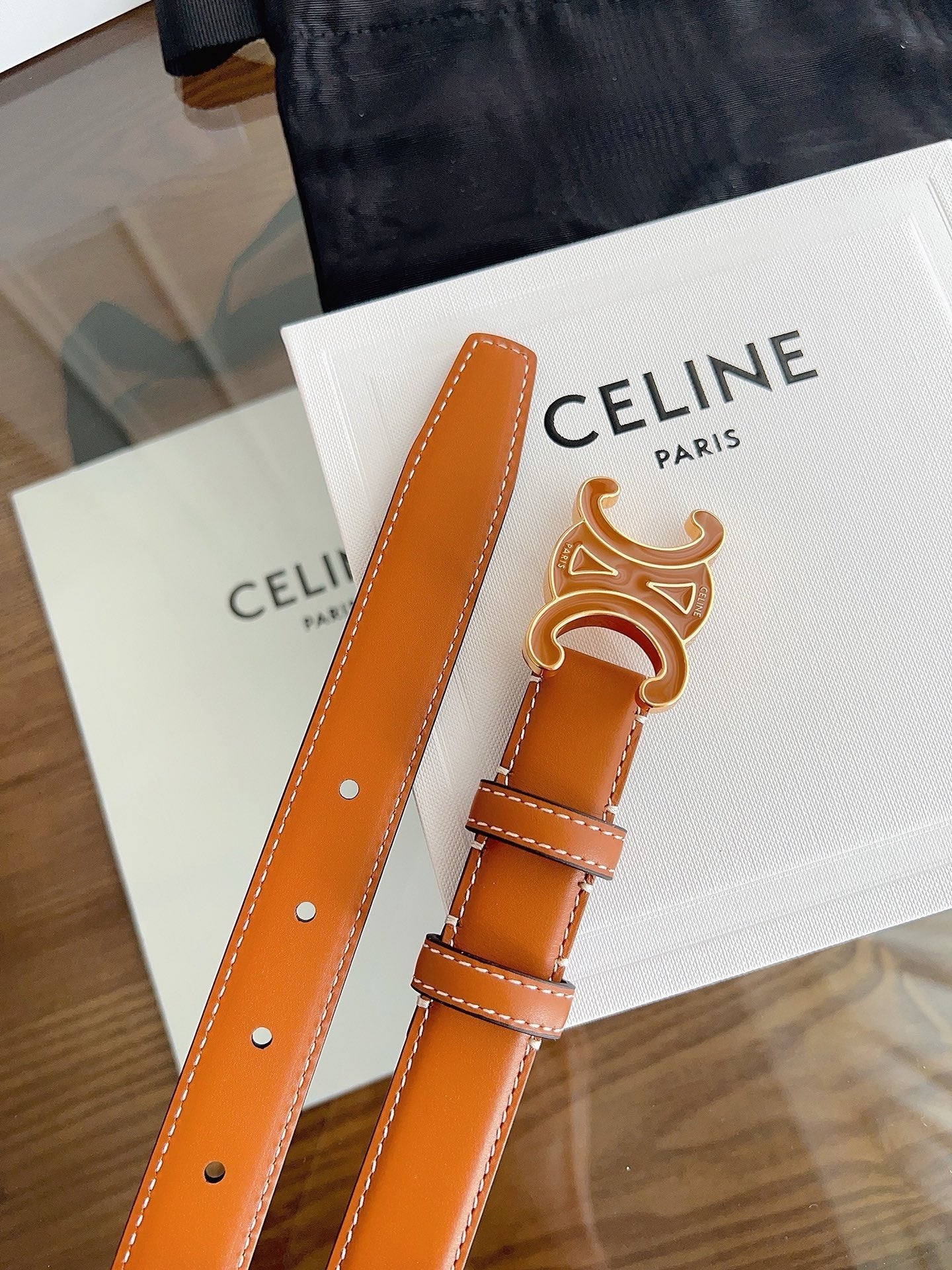 New Women’s Leather Belt — Enamel Signature Buckle