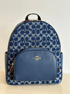 Denim Monogram Backpack, Classic Everyday Style