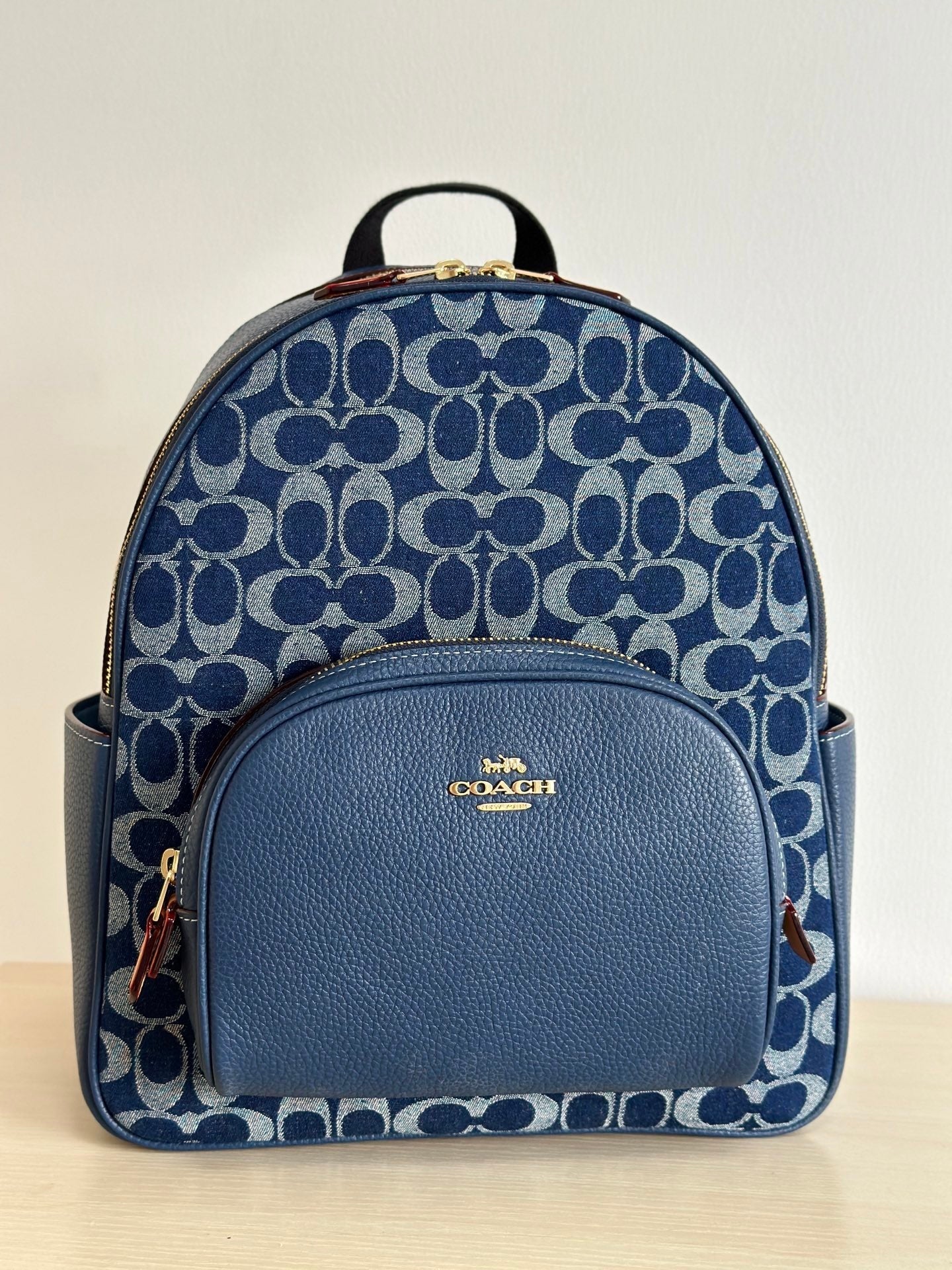 Denim Monogram Backpack, Classic Everyday Style