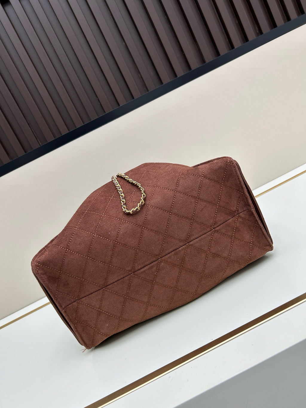 Large Suede Hobo Bucket Bag | Quilted Texture