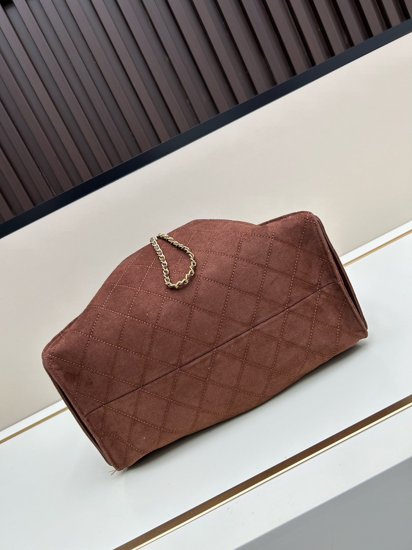 Large Suede Hobo Bucket Bag | Quilted Texture
