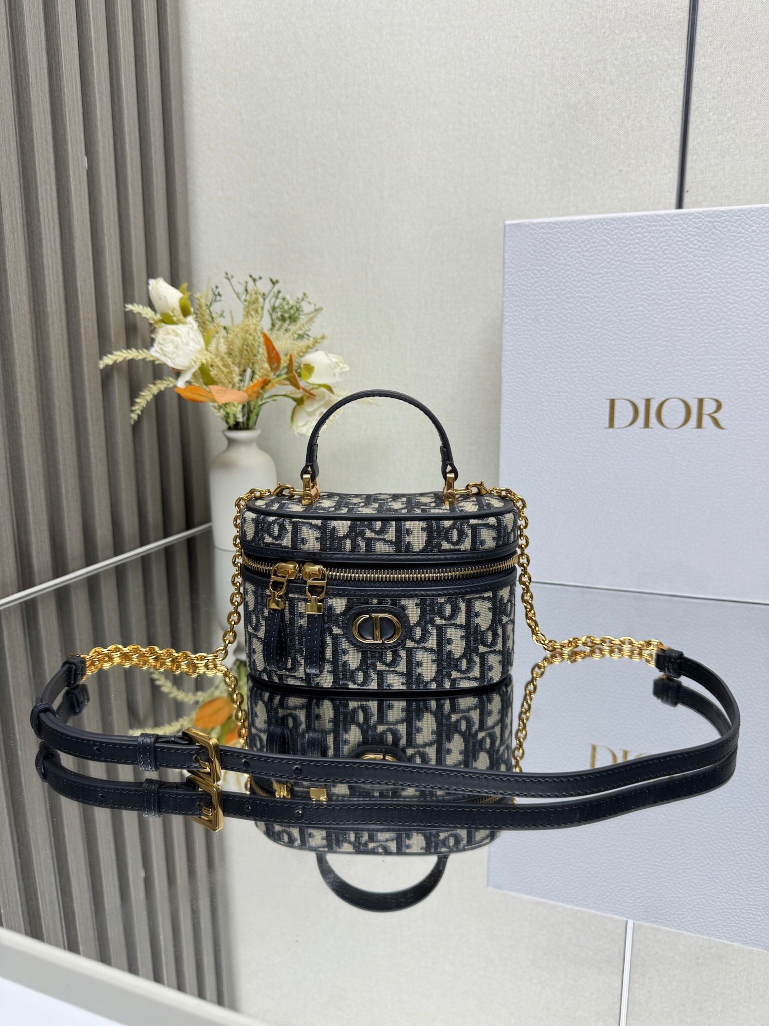 Mini Vanity Bag (Blue Monogram Style) - Premium Quality