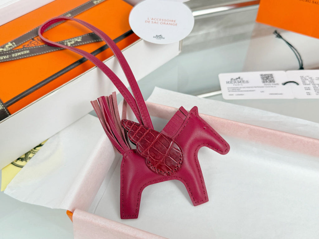 2025 Winged Horse Bag Charm | Crocodile Saddle Detail & Handcrafted Lambskin