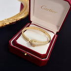 Elegant Panther Head-Inspired Diamond Bangle