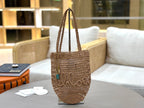 Premium Raffia Leather Tote Bag